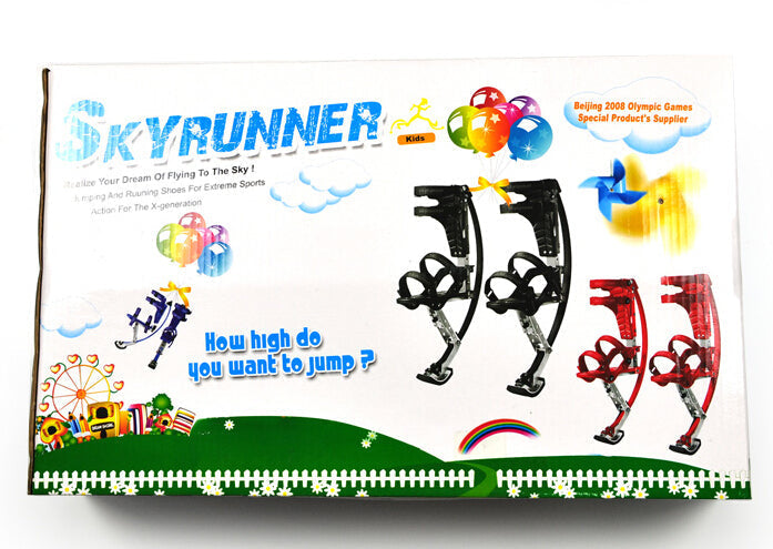 Skyrunner Kids/Child Youth Kangaroo Shoes Jumping Stilts Fitness Exercise (44-88lbs/20-40kg) Red